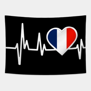 France Heartbeat Flag Tapestry