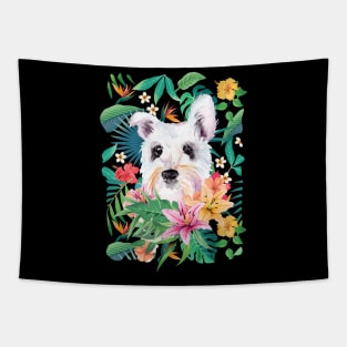 Tropical White Miniature Schnauzer Tapestry