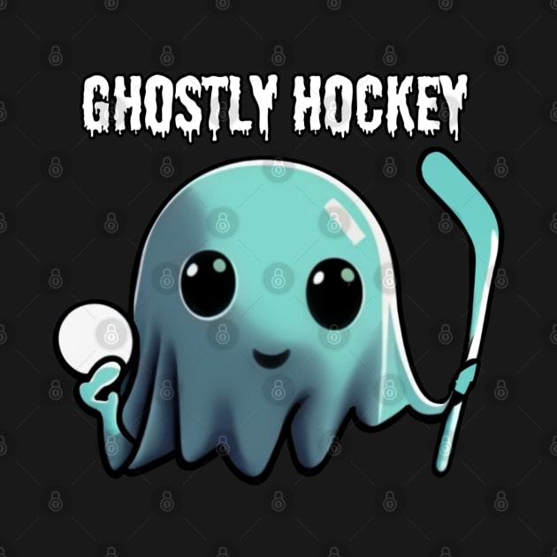 Cute ghost playing hockey: The adventures of a Ghostly Hockey Player, Halloween by Project Charlie