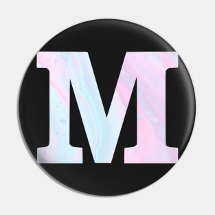 The Letter M Blue and Pink Marble Design Pin