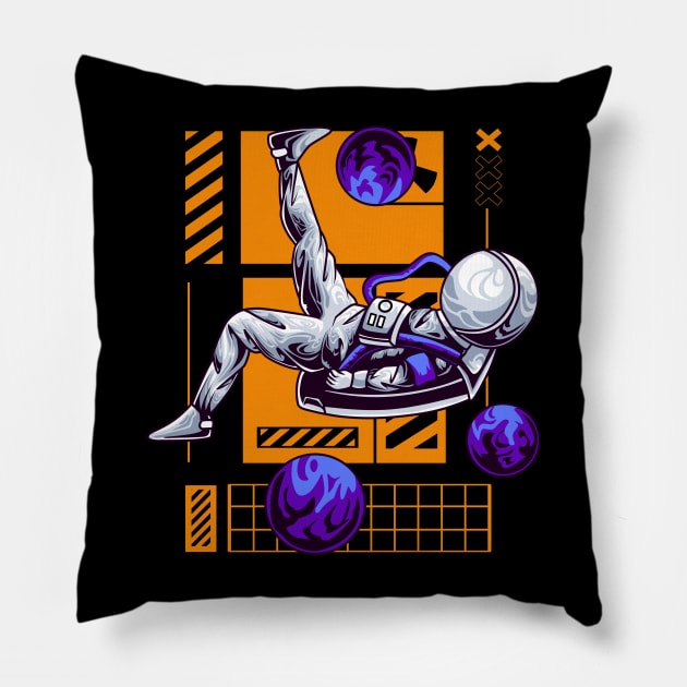 overhead kick in space Pillow by Ihsanmtsm Illustration