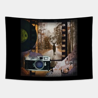 Horror movie vintage retro aesthetic cottagecore surrealism landscape nature fantastic fantasy Halloween deer orange camera creepy spooky vinyl music Tapestry