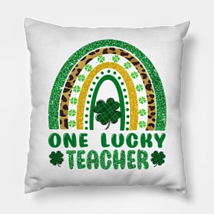 One Lucky Teacher Rainbow St Patricks Day Pillow