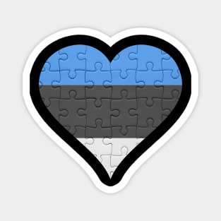 Estonian Jigsaw Puzzle Heart Design - Gift for Estonian With Estonia Roots Magnet