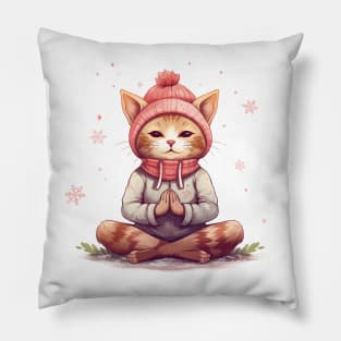 Yoga Meditation Christmas Cat I OM Pillow