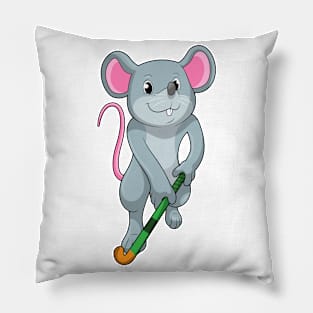 Rat at Hockey with Hockey bat Pillow