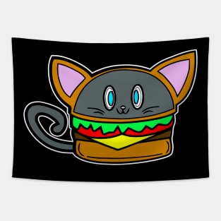 Kitty Cat Cute Kawaii Cheeseburger Tapestry