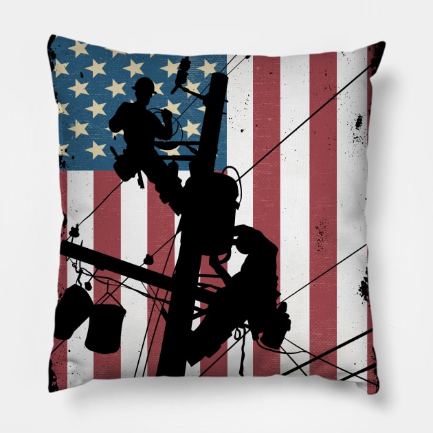 American Lineman Pillow by LineXpressions