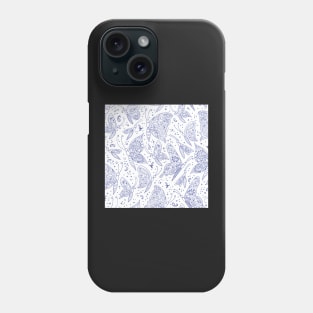 Paisley butterflies white-navy Phone Case