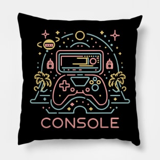 Console neon silhouette Gaming Pillow