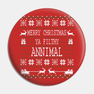 Merry Christmas Ya Filthy Animal Ugly Christmas Pixel Design Pin