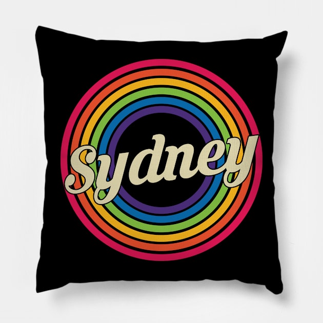 Sydney - Retro Rainbow Style Pillow by MaydenArt