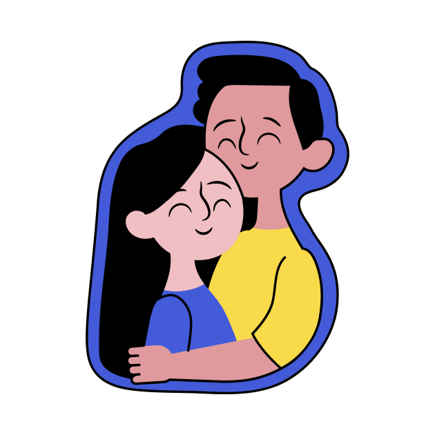 Cute hugging couple sticker by Designs by dreamer