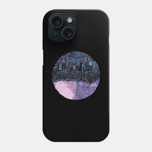 the dark city in genius loci ecopop pattern ecosystem art Phone Case