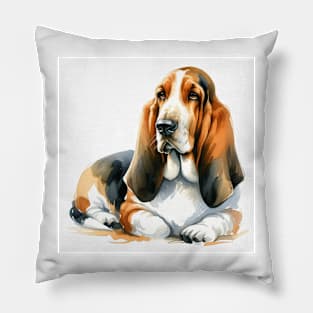 Basset Hound Watercolor Painting - Beautiful Dog Pillow