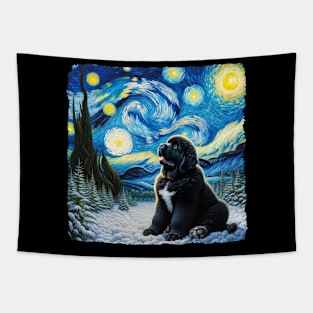 Starry Newfoundland Dog Portrait - Pet Portrait Tapestry