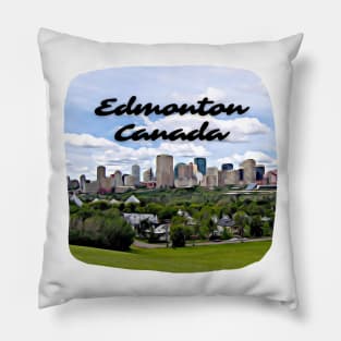 Edmonton Canada Skyline Painting Pillow