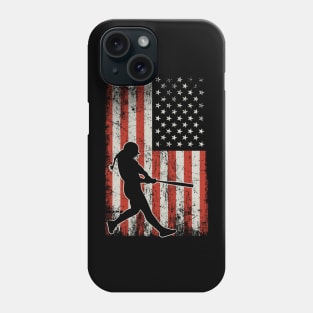 USA Flag Softball Player Phone Case