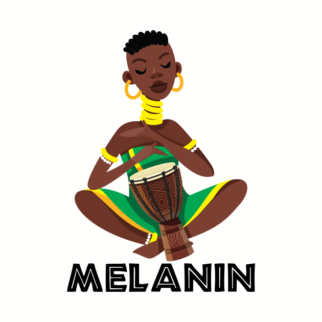 African Girl Drummer Afro Queen Poppin by JackLord Designs 