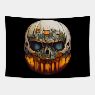 Pumpkin Skull Halloween Tapestry