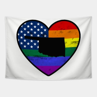 Oklahoma United States Gay Pride Flag Heart Tapestry