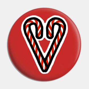 Christmas Candy Cane Heart on Valentines Day Pin