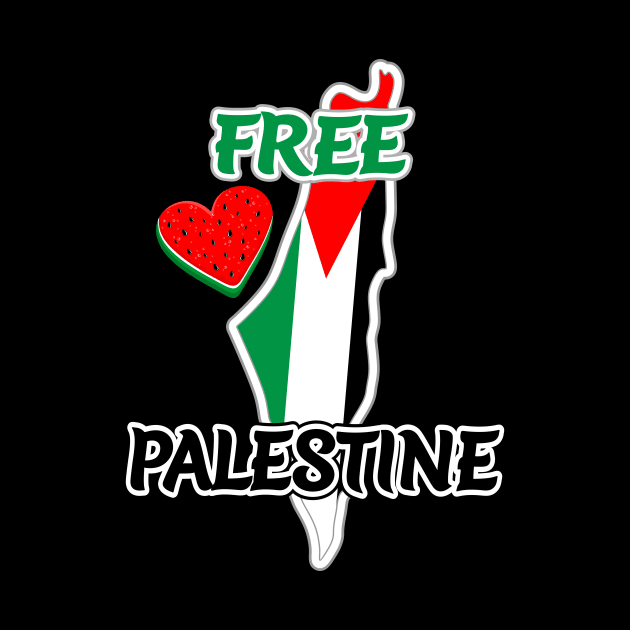 Free Palestine - Map and Watermelon Logo by BluedarkArt