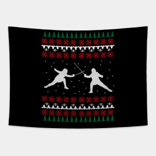 Fencing Ugly Christmas Sweater Gift Ideas Tapestry