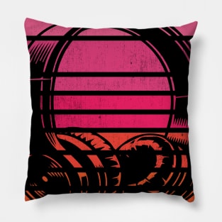 Retro Sunset Headphones Silhouette Pillow