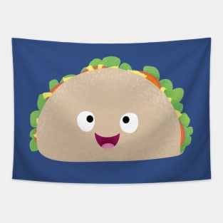 Cute happy smiling taco cartoon illustration Tapestry