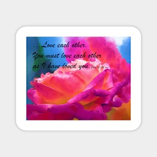 Love Each Other Watercolor Rose Bloom Magnet