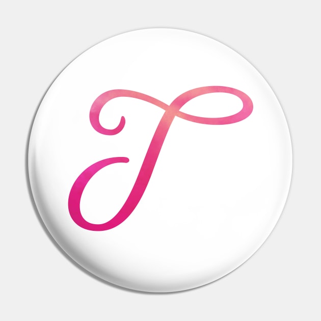 Letter T Monogram, Pink Color Personalized Design Pin by Star58