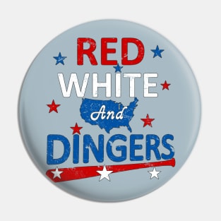 Red White and Dingers Baseball Stars and Stripes USA American Flag Pin