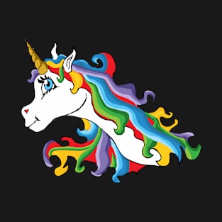 Colourful unicorn with rainbow coloured mane T-Shirt