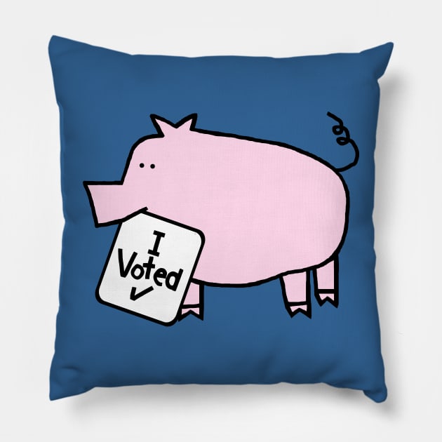 Cute Pig says she Voted Pillow by ellenhenryart