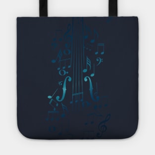 Blue Violin with Notes Tote