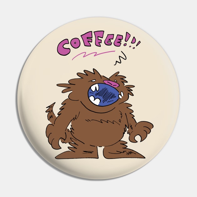 Inner Coffee Monster Pin by captainhuzzah