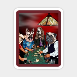 Four Dogs Playing Black Jack Magnet