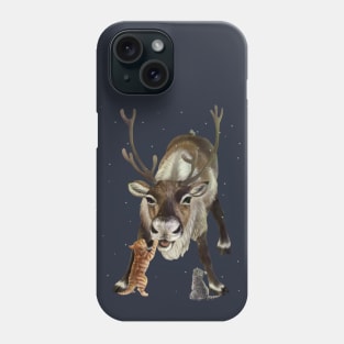 Reindeer and Kittens in the snow Phone Case