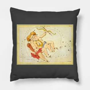 Gemini the Twins, from Urania's Mirror, Vintage Signs of the Zodiac Pillow