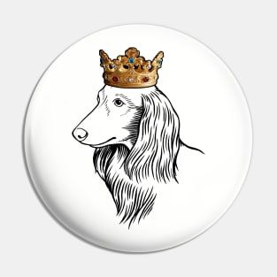 Longhaired Dachshund Dog King Queen Wearing Crown Pin