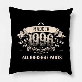 Retro Vintage Birthday Made in 1996 All Original Parts Pillow