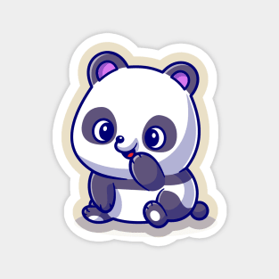 Cute Panda Is Sitting Cartoon Magnet