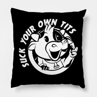 Suck Your Own Tits ~ Animal Activist Cow Illustration Pillow