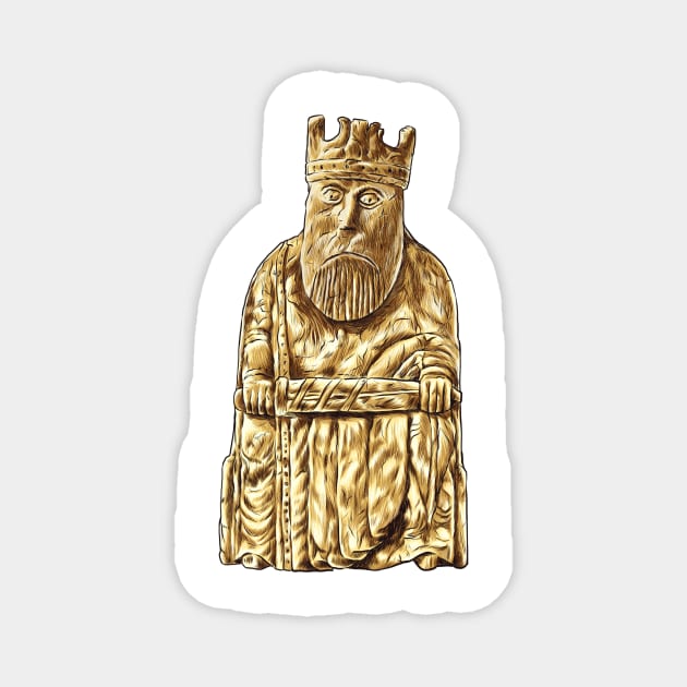 Regal Sovereignty: The Lewis Chessmen King Design Magnet by Holymayo Tee