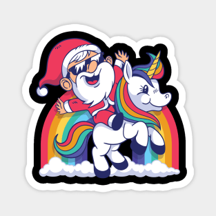 UNICORN rainbows with santa Magnet