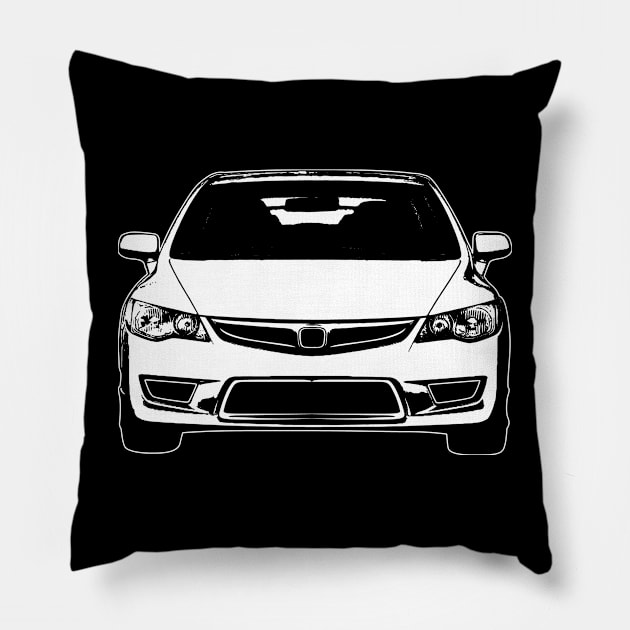 White Civic FD2 Sketch Art Pillow by DemangDesign