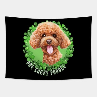 One Lucky Poodle Funny St. Patrick Dog Tapestry