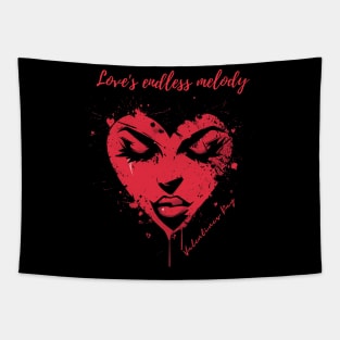 Love's endless melody. A Valentines Day Celebration Quote With Heart-Shaped Woman Tapestry