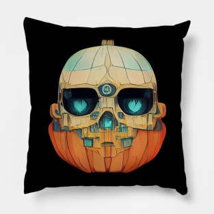 Pumpkin Skull Halloween Pillow